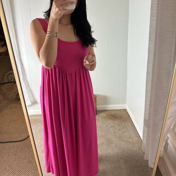 Vibrant Pink Sleeveless Maxi Dress - Picture 2 of 4